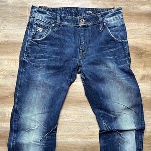 G‎ Star Raw Jeans Men 29x32 Blue Arc 3D Slim Tapered Washed Out Designer Biker